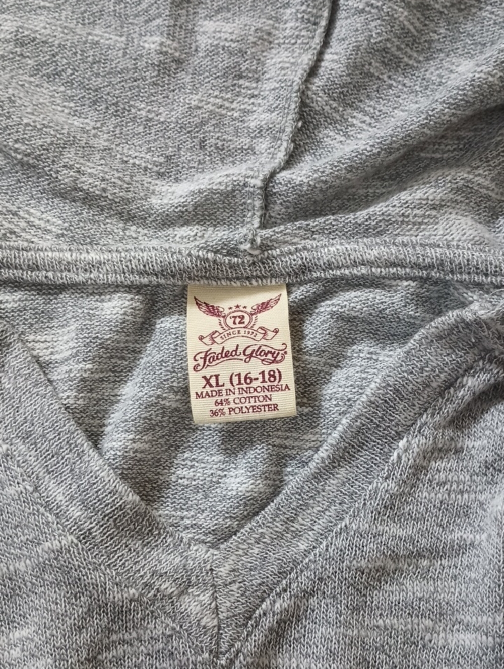 Faded Glory Light Gray Hooded Pullover